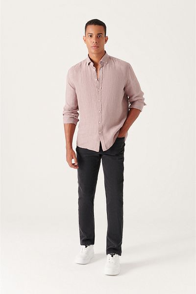Avva Anthrazitfarbene, gealterte, gewaschene Lycra-Jeanshose für Herren E 003524
