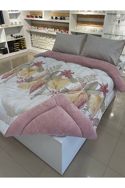 Sudemhome King Size Double Sided Luxury Welsoft Elite Fluffy Soft Fleece Quilt Pillow Case Alena Powder