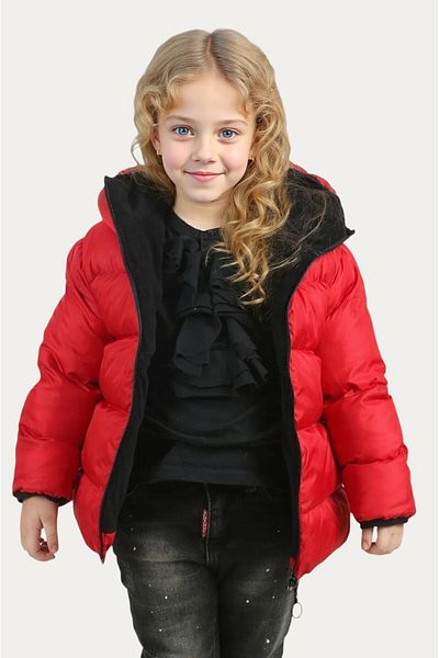 Outriverkids Girl's Red Waterproof Wind Resistant Inflatable Winter Jacket - Hooded