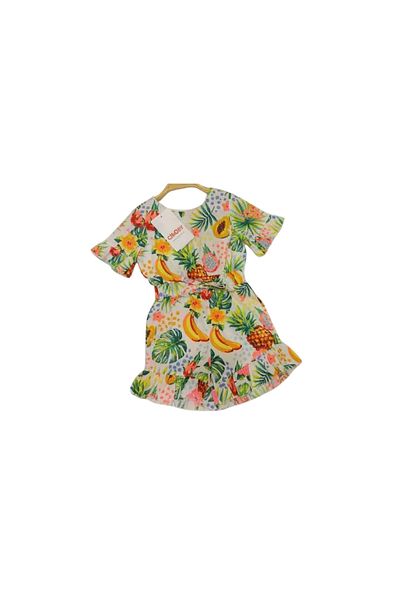 Çikoby Girl's Jumpsuit Shorts Colorful Printed Woven