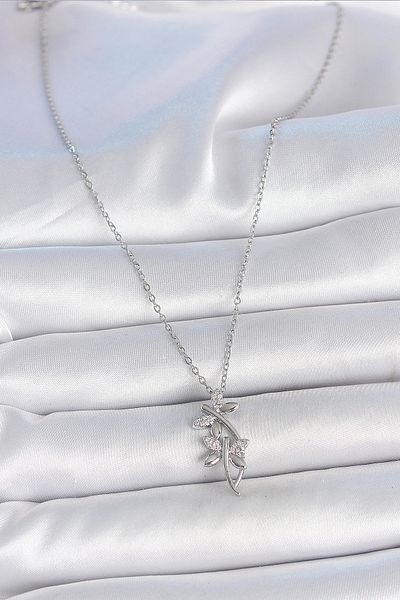 Skygo 316L Steel Silver Color Chain Zircon Stone Dragonfly Model Women's Necklace - Tj-Bko10036