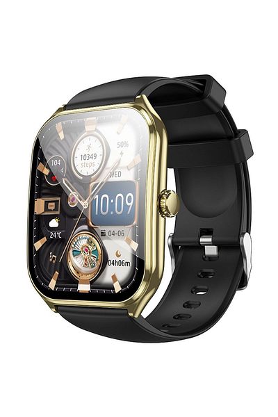 REDz Accessories Hoco Smartwatch with Call Function, 1.96 inch AMOLED Screen, IP67, Model Y28, Black/Gold