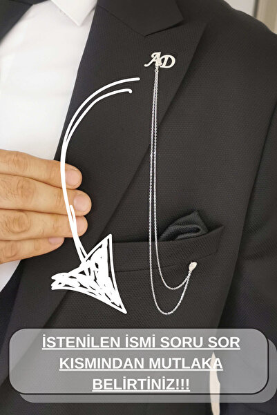 Piyera Gümüş Takım Elbise İçin Tamamı gümüş Harfli Yaka İğnesi