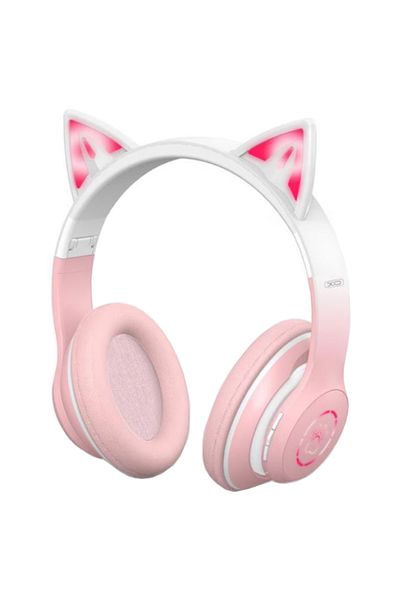 REDz Accessories Xo-be38 Cat Ear Bluetooth Headphones, Gaming, 300mah, 6.5 Hours Battery Life, Colorful Led, Pink