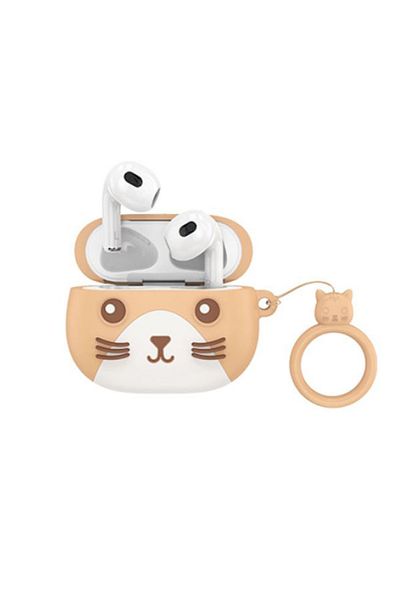 REDz Accessories Căști wireless cu pisică, Hoco Ew46, baterie de 300 mAh, Bt5.3, 4 ore, carcasă din silicon, maro