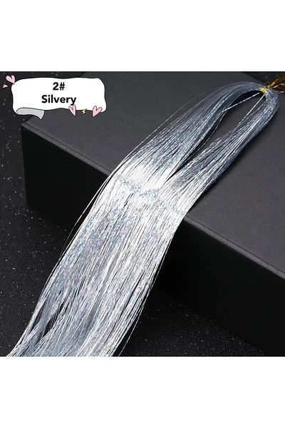 Zeysum Hair Tinsel Hair Tinsel / Silver Grey Hair Tinsel / 200 Strands 120 Cm/ Hair Tinsel Welding / Braided Hair Accessory