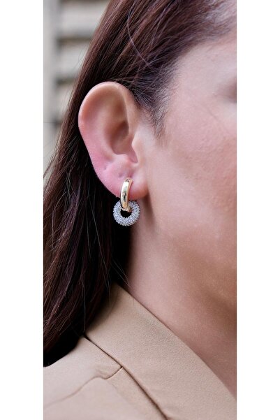 My Life Accessory Steel Earrings with Stone Oval Hanging Model Medium Size