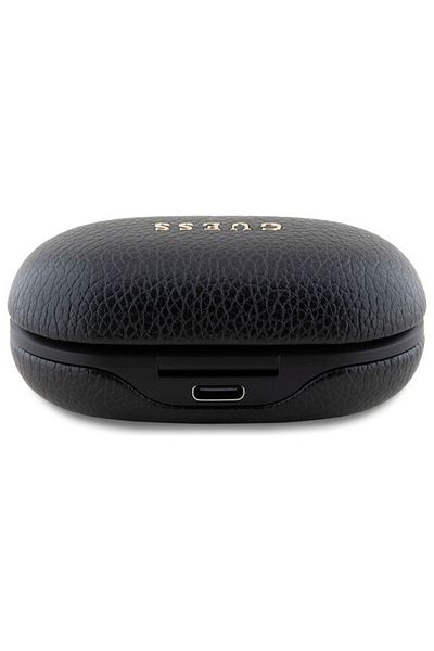 REDz Accessories Căști fără fir Guess, Bluetooth TWS, logo clasic texturat din PU, negre