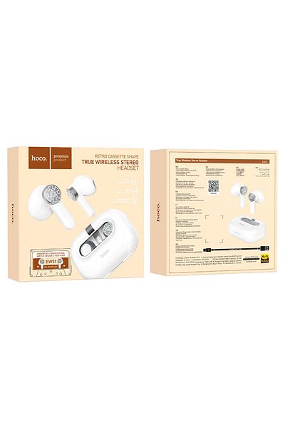 REDz Accessories Căști Bluetooth EW31 Hoco, 250mAh, Bluetooth 5.3 TWS, Alb