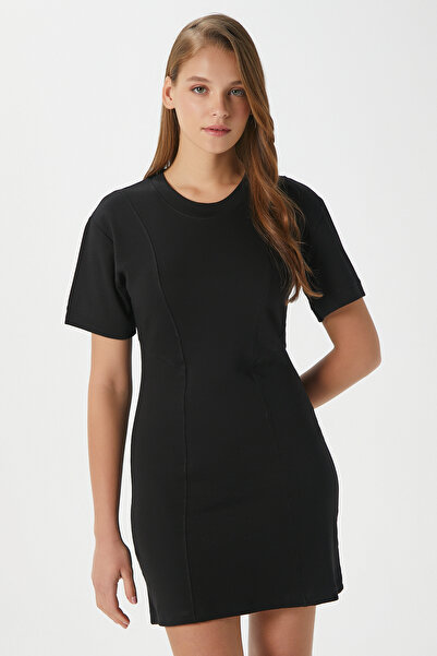 Ritnice Women's Mira Black Combed Cotton Dress