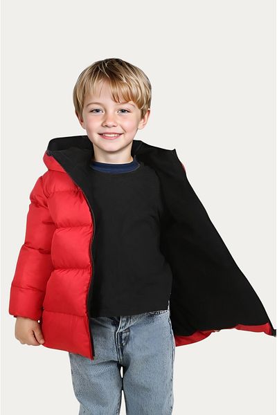 Outriverkids Paltoane și paltoane de iarnă gonflabile, impermeabile, rezistente la vânt, cu glugă din fleece roșu pentru băieți