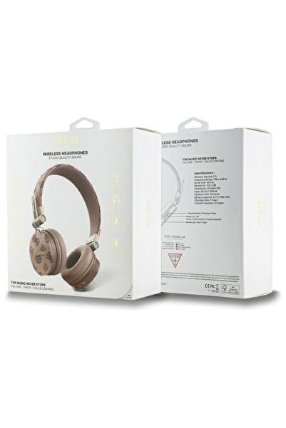 REDz Accessories Guess Wireless Headphones, Bluetooth, PU Peony Script Round, Brown