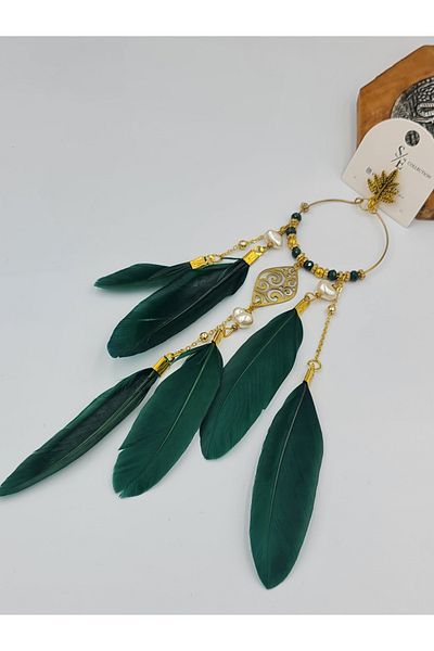 SE Jewellery Collection Selin Ersoy Authentic Bohemian Colorful Color Bird Feather Dangle Single Earrings