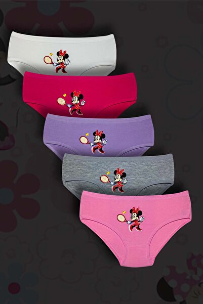 GRI MOR TEKSTIL 5'Lİ KIZ ÇOCUK MİCKEY BASKILI PAMUKLU SLİP KÜLOT