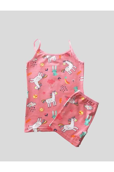 elmas kids Girl's 100% Cotton Unicorn Patterned Athlete Boxer Set