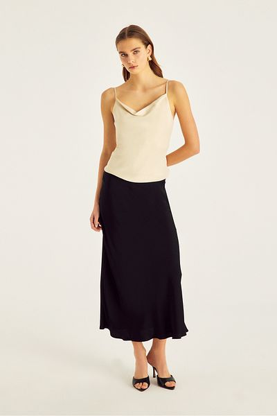 Naramaxx Midi Length Satin Skirt