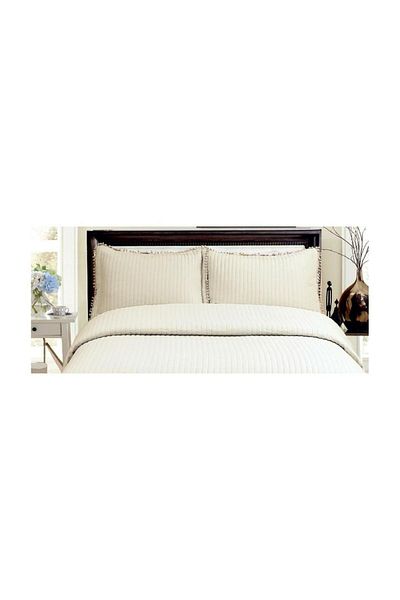 TEKSTİLDENİZİ Asya Ultrasonic Double Bedspread with Pompom Detail - Beige