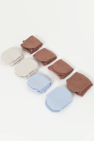 LOGO AKSESUAR 0-3 Ay Bebek 8 li Paket Slikon Yıkama Renkli Çorap Çok Renkli