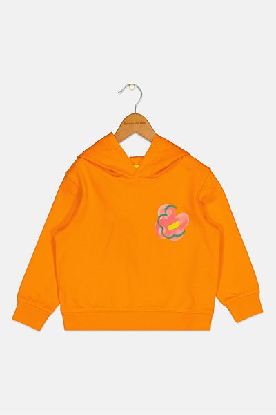 Esprit Kids Girl Hooded Embroidered Long Sleeves Sweatshirt, Orange