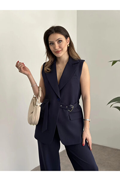 VOLT CLOTHİNG Women's Belt Detailed Vest Set