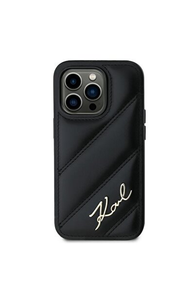 Karl Lagerfeld Θήκη iPhone 14 Pro Max, Diagonal Quilted Script, Karl Lagerfeld - Μαύρη