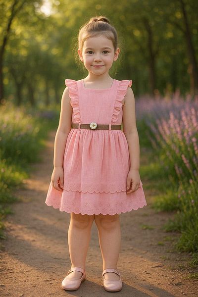 gigigiyim Scallop Detailed Belted Girl's Dress