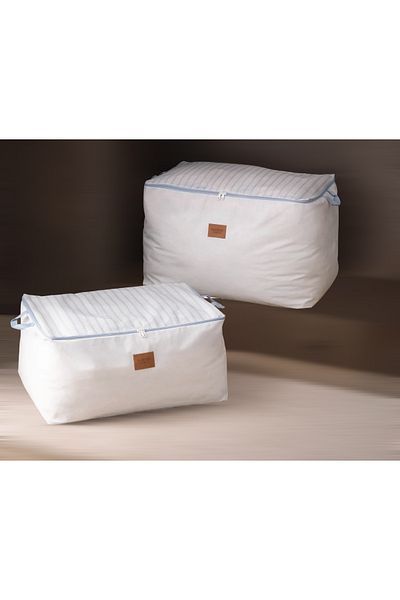 Madame Coco Nuage 2-Pack Printed Bag – White Light Blue |   Practical Storage Bag with Quilted Fabric