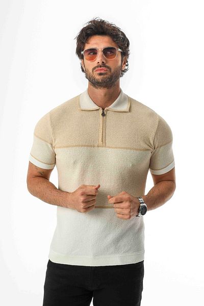 Tony Montana Πλεκτό μπλουζάκι Luxury Tech Polo με μισό φερμουάρ-TCY-1026