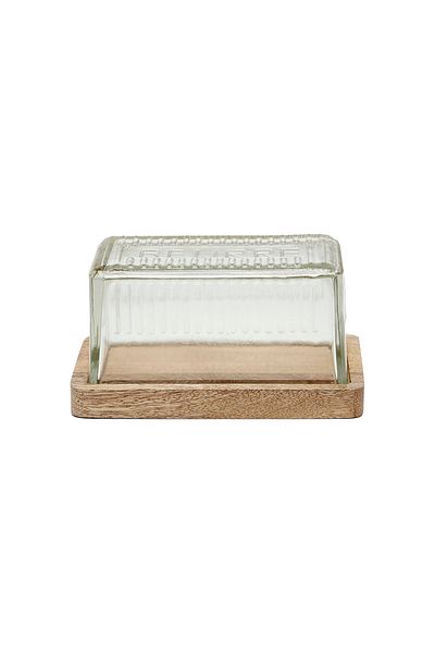 Vakko Wooden Butter Bowl with Glass Lid m 400286292