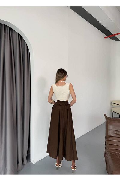 İLKCET MODA Αλεξίπτωτο Υφασμάτινη Φαρδιά Γυναικεία Φούστα