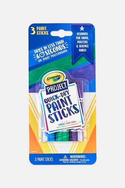 Crayola 3 Piece Paint Sticks, Multicolor