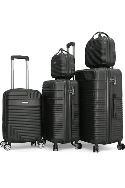 Giordano Hardshell Luggage (ABS) 5-piece Set With Tsa Lock,grey