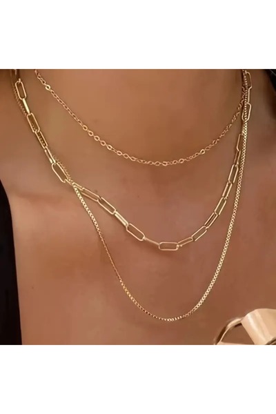 muheres مجموعة من 3 قلادة بسلسلة عالية الجودة