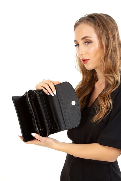 Newish Polo Envelope Model Flap Zippered Plain Faux Leather Women's Portfolio Wallet-Large Size