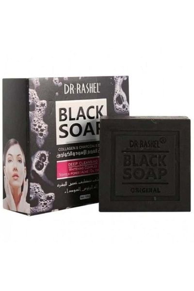 RASHEL Dr. Rashel Black Charcoal and Collagen Skin Cleansing Soap, 100g