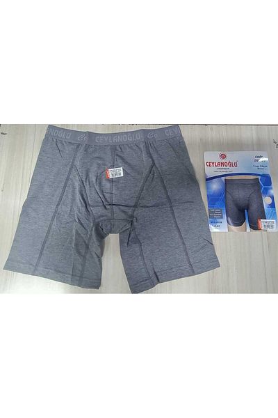 Ceylanoğlu Pack of 3 Dark Gray Color Men's Extra Long Rash Preventive Lycra Cotton Boxers