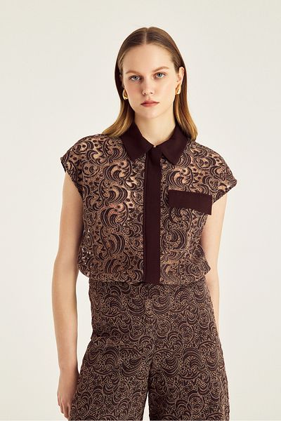 Naramaxx Zippered Lace Top