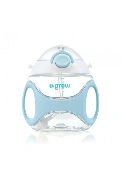 U-Grow Cups, glasses and Baby accessories Tritan bottle with straw, strap, blue, U-Grow