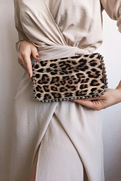 Glemix Dally Leopard Print - Geantă portofel pentru femei cu curea de lanț cu...