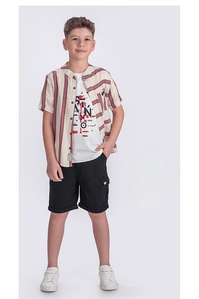 Pasur Bebe Boy's Capri Shorts - Short Shirt Triple Set