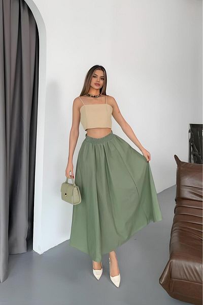 İLKCET MODA Αλεξίπτωτο Υφασμάτινη Φαρδιά Γυναικεία Φούστα