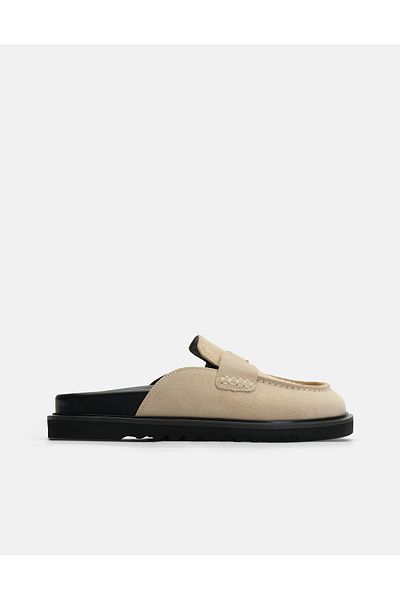 Jorbinol Vanu Soft Sole Sabo Leather Slippers - Beige