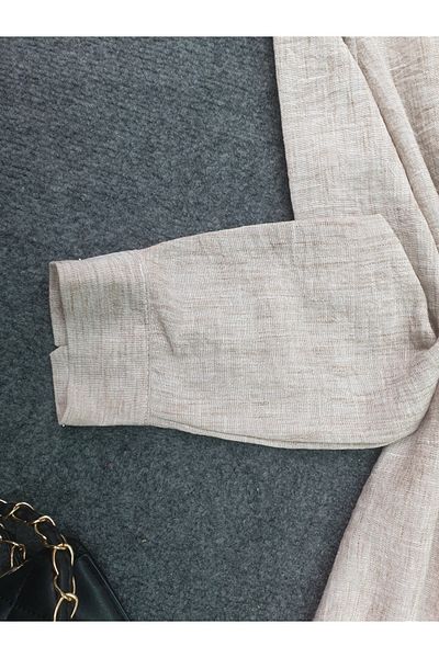 Modamorfo Hidden Buttoned Linen Tunic - Mink