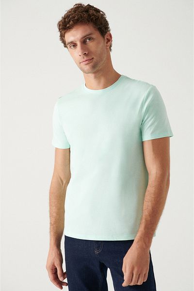 Avva 3-teiliges Herren-T-Shirt in Weiß-Gelb-Mint – 100 % Baumwolle, Rundhalsausschnitt E 001010