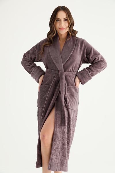 Nuşa Şık Zarif Eteği Soğuk Baskı Bambu Pamuk Bornoz