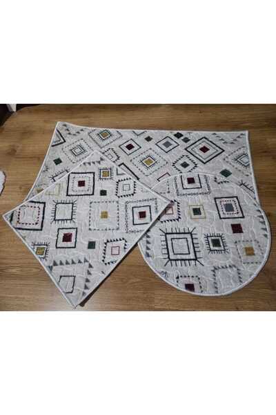 AKSU Merino Lux Embossed Bath Rug Washable Modern Bathroom Mat 100X60 40X60 60X60 Round