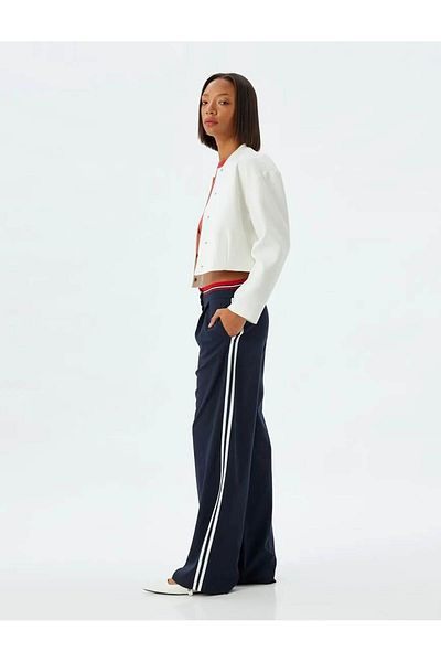 Koton Pantaloni largi din stofă pentru femei, albastru bleumarin, 5wal40044ıw