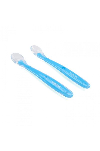 U-Grow Baby feeding items Set of 2 silicone spoons, light blue, U-Grow