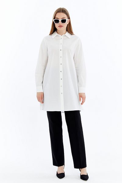 Gold Moda Renk Hijab White Tunic
