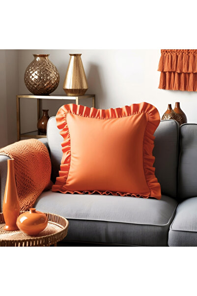 Bc Home غطاء وسادة مربع الشكل ذو مظهر مخملي برتقالي، ناعم الملمس، على الطراز ...